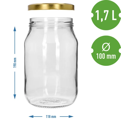 Tarro TO 1,7 L con tapa dorada fi 100/6, 1 ud. - 4