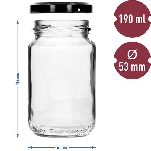 Tarro TO 190ml con tapa de color fi53 - 8uds. - 8