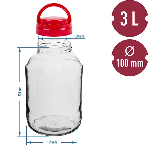 Tarro TO 3L con tapa de plástico fi100 - 6
