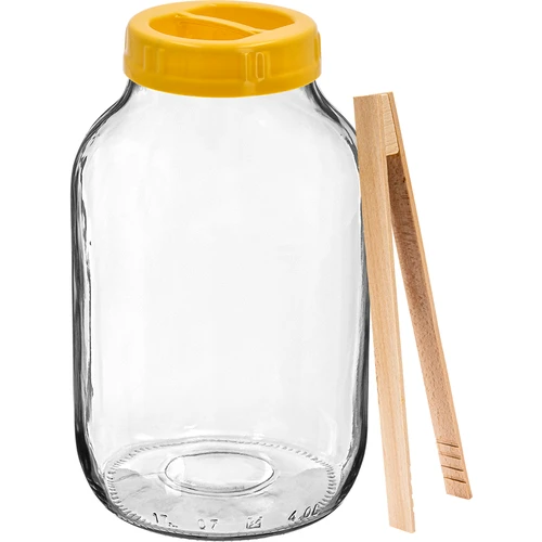 Tarro TO 4 L, pinzas y tapa de plástico fi 100, con asa  - 1 