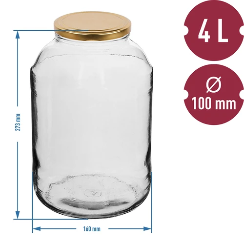 Tarro TO 4L con tapa dorada fi100 - 3