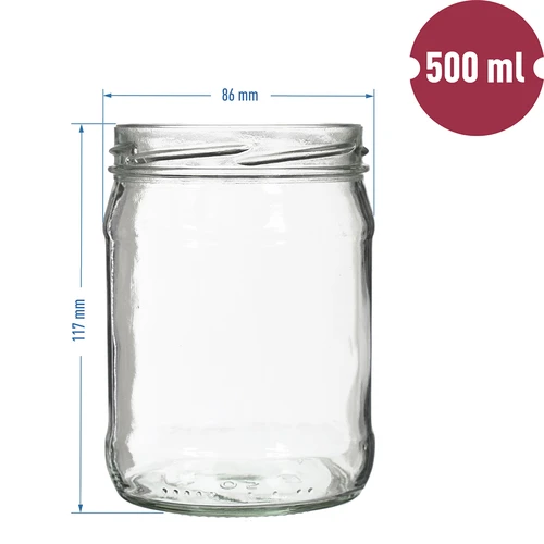 Tarro TO 500ml con tapa de color fi82/6 - 6uds. - 2