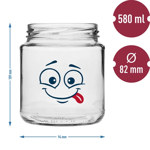 Tarro TO 580ml impresión cara con tapa fi82/6 -3uds - 7