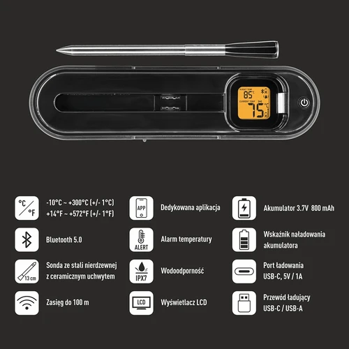 Termómetro culinario con sonda inalámbrica Bluetooth - 6