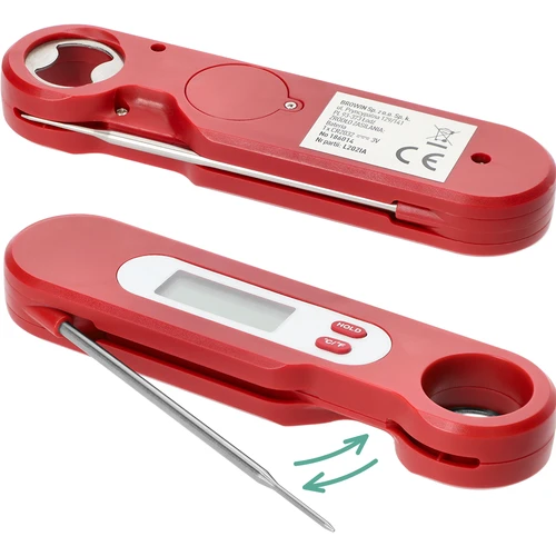 Termómetro culinario electrónico con sonda plegable (-50/+300℃), rojo - 4