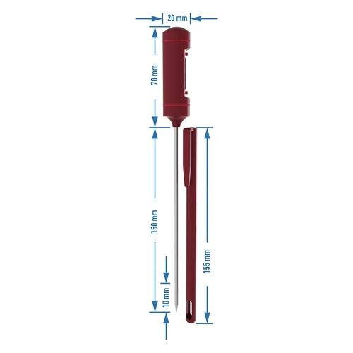 Termómetro electrónico de cocina con pantalla LCD (-20°C a +250°C), rojo - 5