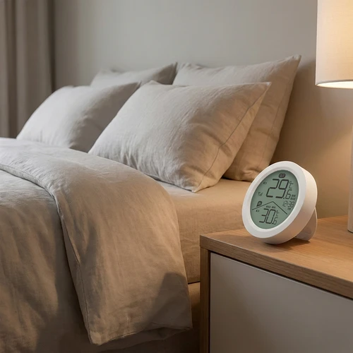 Termómetro electrónico de la marca Soens - con sensor externo, redondo, blanco - 6