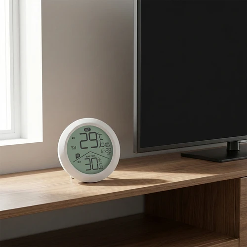 Termómetro electrónico de la marca Soens - con sensor externo, redondo, blanco - 7