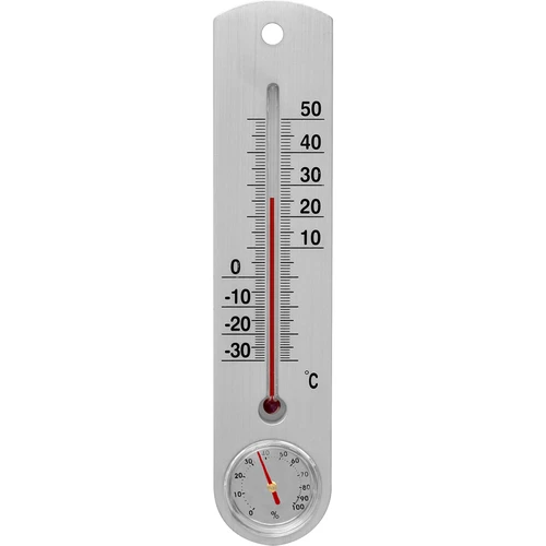 Termómetro universal plateado con higrómetro (-30/50C) 25cm