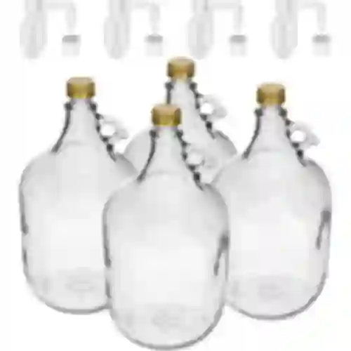 4 x Dama 5L con tapón y tubo de fermentación y tap.
