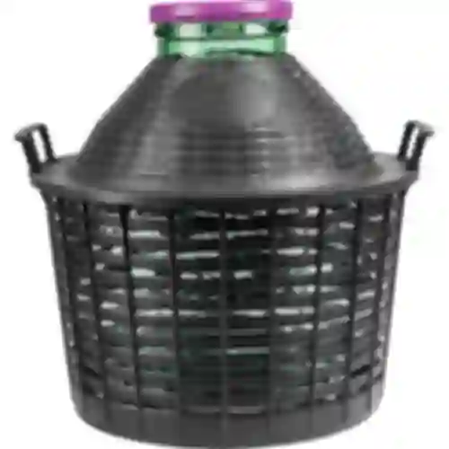 Balón para vino 20L con cuello ancho en cesta de plástico