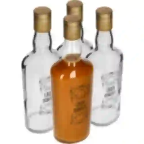 Botella 500ml con tapón, impr. Licor 4uds