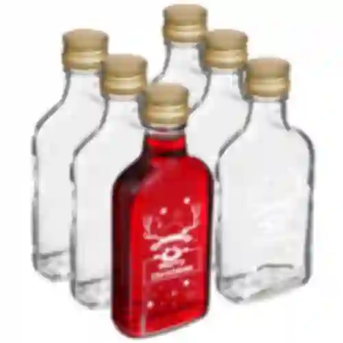 Botella de 200ml con tapa, impresión RENIFER 6 unidades