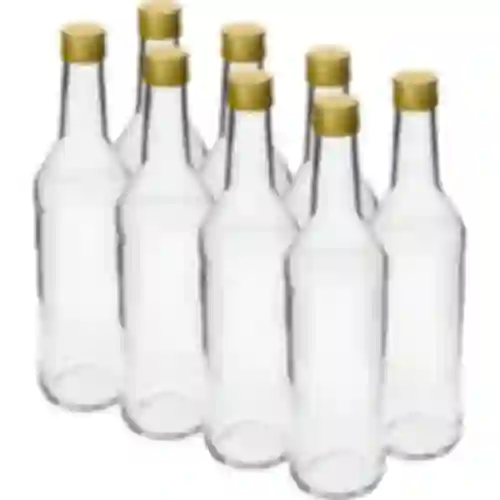 Botella de 500ml para vodka recta con tapas - 8 unidades.