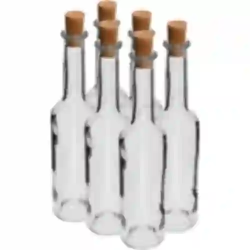 Botella para licor 350ml 6uds.+ 6 corchos