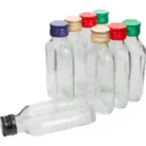 Botella para licores petaca 100ml+ tapa 8uds