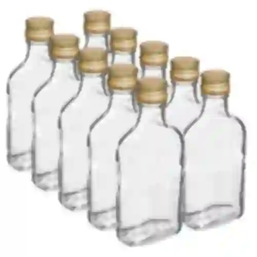 Botella para licores petaca con tapa 200ml 10uds