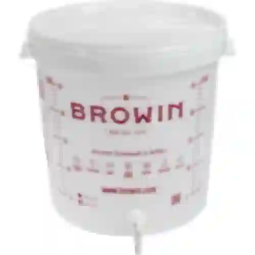 Contenedor de fermentación blanco 30L impresión GB grifo 2 tubos