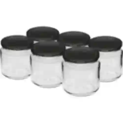 Frasco 212ml con tapa negra fi66/4 - 6uds.