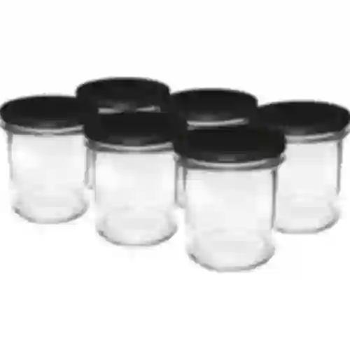 Frasco simple 350ml con tapa negra fi82 - 6uds.