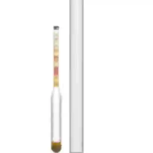 Hidrómetro irrompible con tubo de ensayo, rango de medición 10-50°Blg