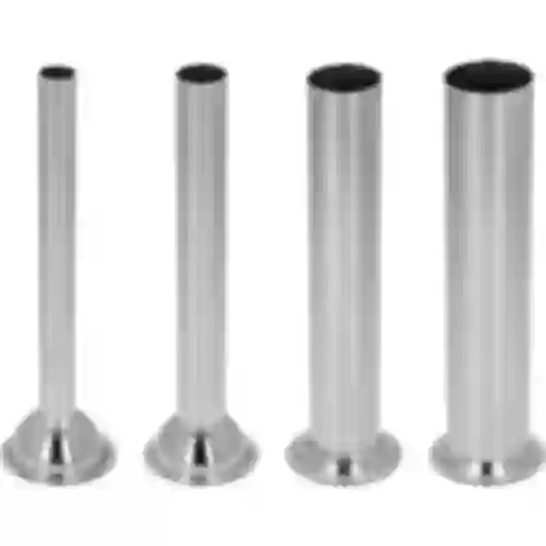 Juego de embudos de acero inoxidable para embutidoras verticales Browin de 3, 5, 7 L, 4 piezas
