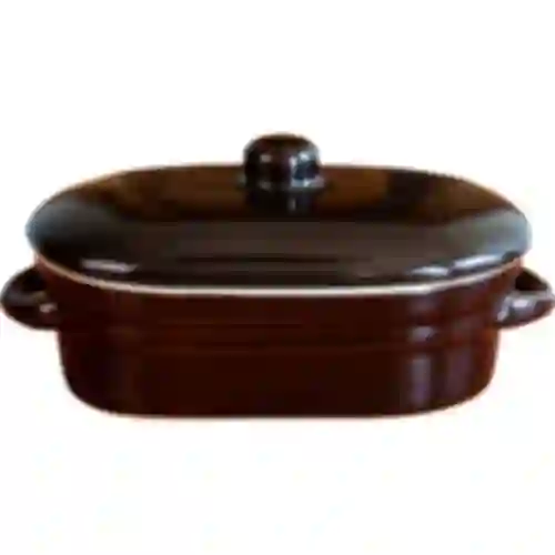 Olla de gres para manteca, alargada con tapa 0,75L