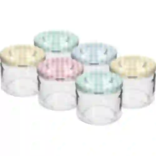 Tarro bajo 330ml fi82/6 con tapa col. 6uds