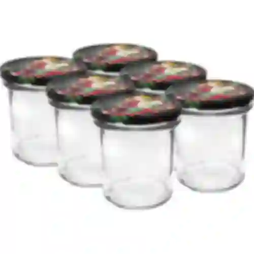 Tarro de 350 ml con tapa de colores - 6 uds.