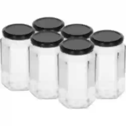 Tarro de 385ml con tapa negra fi63/4 - 6 unidades.