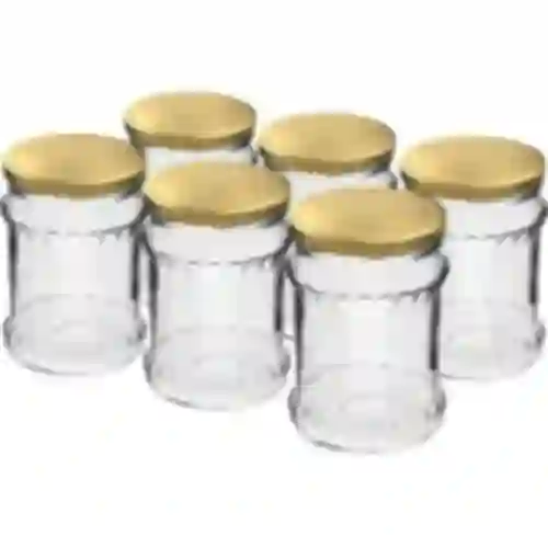 Tarro para Ensalada 500ml con tapa dorada fi82 - 6 unidades