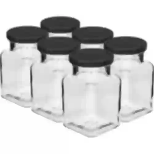 Tarro TO 150ml Cuatro esquinas fi53 tapa negra -6uds