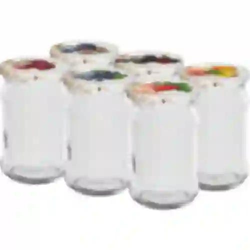 Tarro TO 300ml con tapa de color fi66 - 6 unidades.