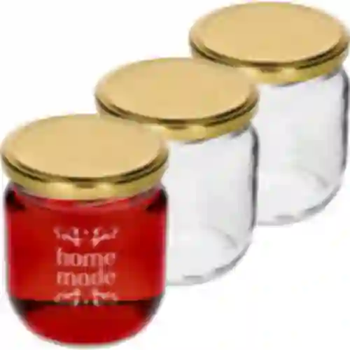 Tarro TO 425ml con tapa impresa HOME fi82 - 3 unidades