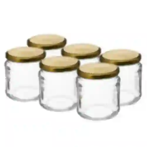 Tarro TO 500ml con tapa dorada fi82/6 - 6 unidades