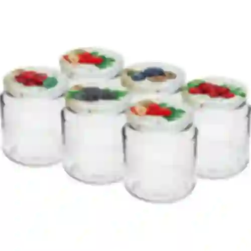 Tarro TO 580ml gordito con tapa colorida fi82/6 -6uds