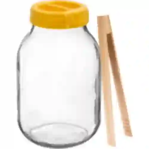 Tarro twist-off 3 L, pinzas y tapa de plástico fi 100, con asa