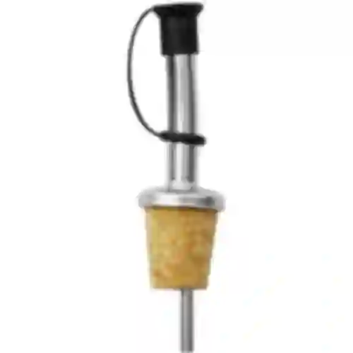 Vertedor de metal para vino con tapón
