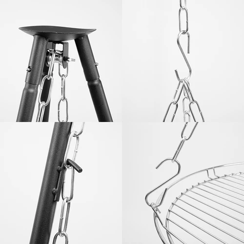 Trípode para fogata con parrilla, 150 cm - 4