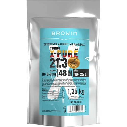 Turbo-Hefe X-Pure 21,3 %, 10x25L - 1,35kg  - 1 