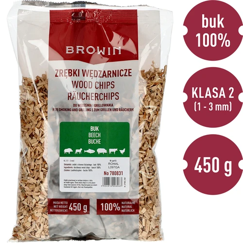 Virutas de madera para ahumar/barbacoa, haya, 450 g, clase 2 - 3