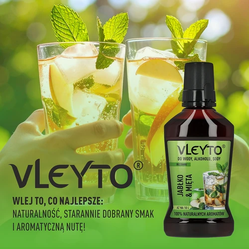 VLEYTO Menta & Manzana – esencia de sabor con aromas naturales, 250 ml - 6