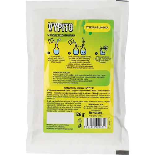 VYPITO 12%, sobre para 18 bebidas - Limón & lima, 126 g - 2