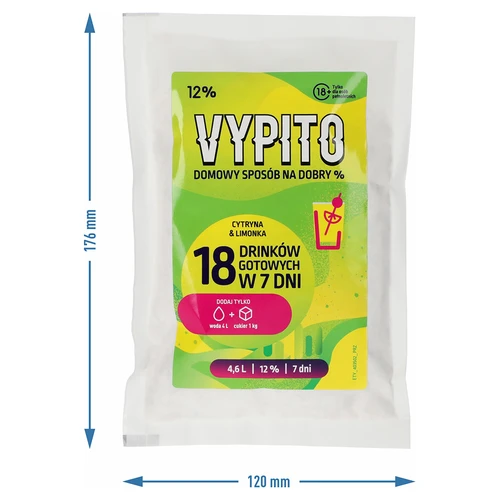 VYPITO 12%, sobre para 18 bebidas - Limón & lima, 126 g - 4