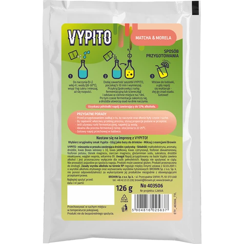 VYPITO 12%, sobre para 18 cócteles - Matcha-Albaricoque, 126g - 2