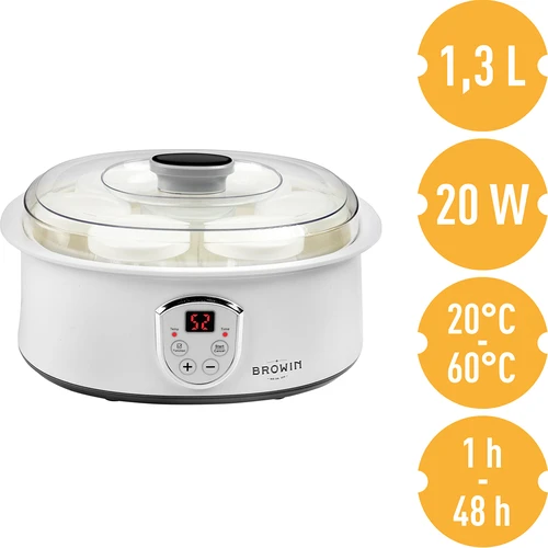 Yogurtera con termostato y frascos, 1,3l, 20W - 5