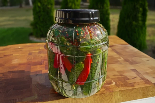 Pepinos fermentados con chile