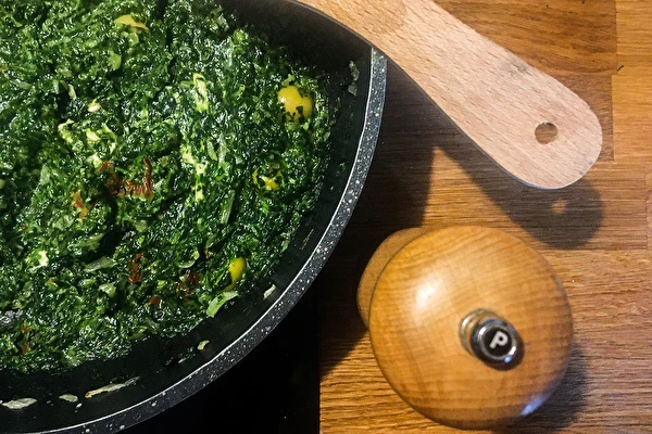 Pierogi al horno con espinacas