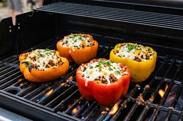 Pimientos rellenos a la parrilla de gas