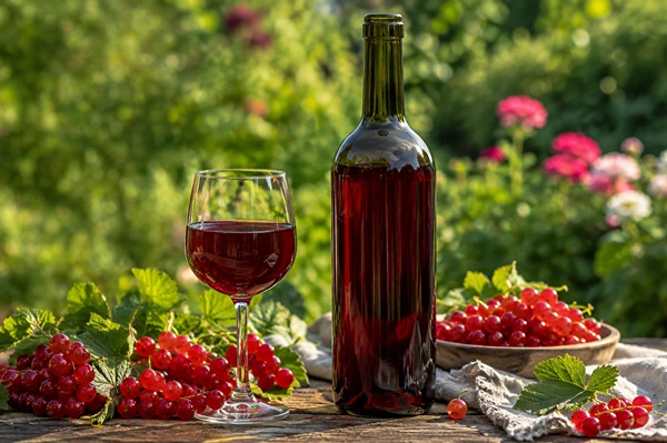 Vino casero de grosellas rojas
